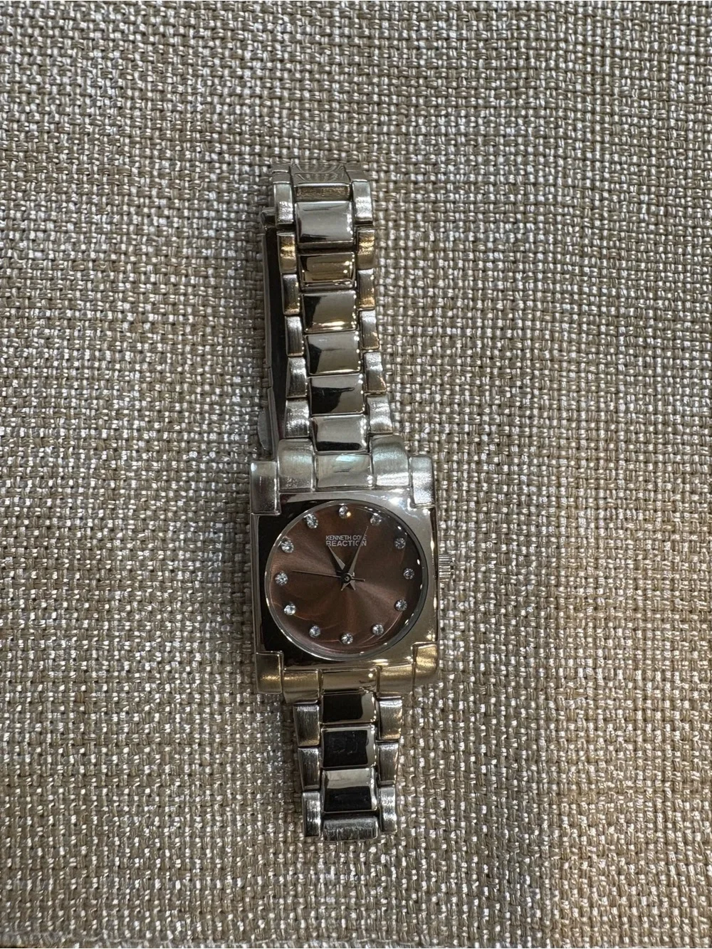 Kenneth Cole Reaction Silver Bracelet Watch with Brown Sunburst Dial